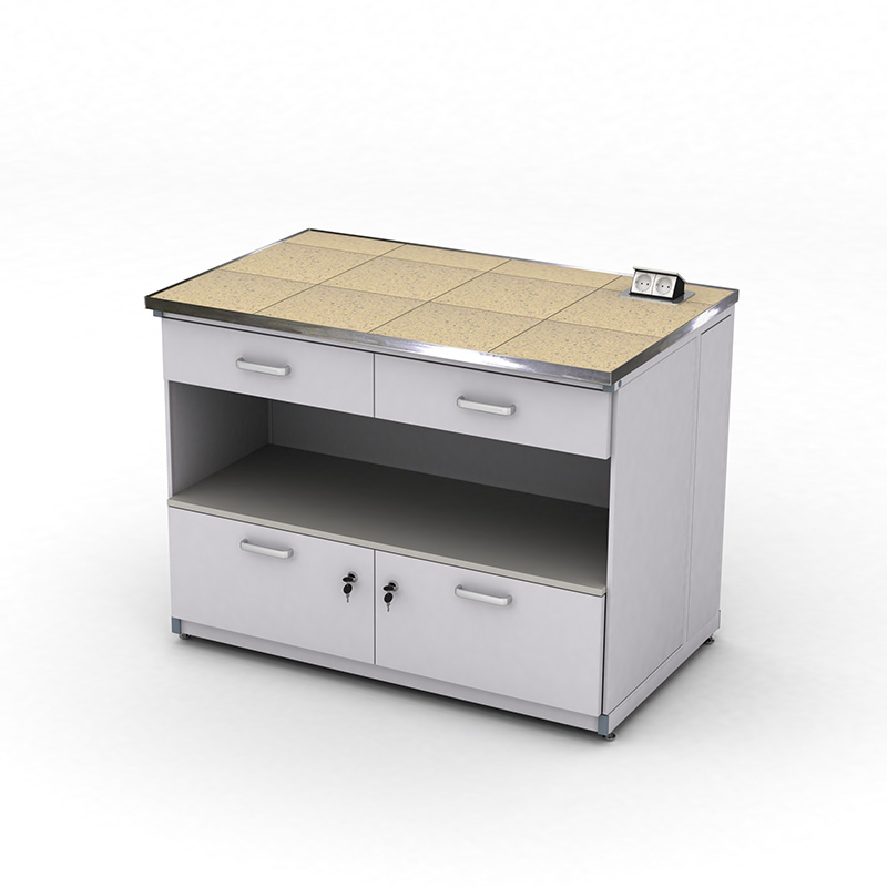 Cтіл демонстраційний лабораторний ЕКСПЕРТ з розетками та шухлядами, 1200х750х900, керамограніт, арт. 141-08.211